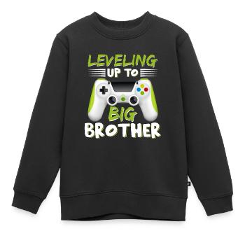 Leveling Up To Big Bro Brother Video Gamer Big Bro - Sweat Premium enfant bio - noir - Devant - AI Model Kid Female (0cm)
