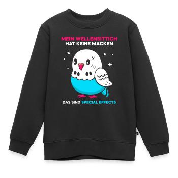 Mein Wellensittich hat keine Macken - Kinder Premium Organic Sweatshirt - Schwarz - Vorne - AI Model Kid Female (0cm)