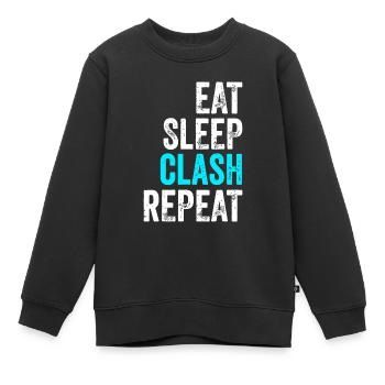 Mens Gaming Clan Idee Eat Sleep Clash Repeat - Kinder Premium Organic Sweatshirt - Schwarz - Vorne - AI Model Kid Female (0cm)
