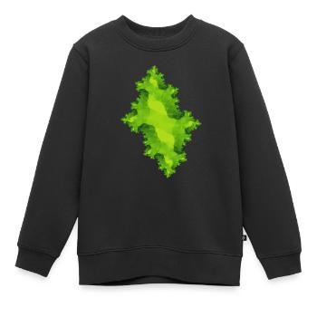 Vert fractal - Sweat Premium enfant bio - noir - Devant - AI Model Kid Female (0cm)