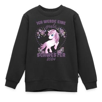 Ich Werde Eine Große Schwester 2024 - Kinder Premium Organic Sweatshirt - Schwarz - Vorne - AI Model Kid Female (0cm)