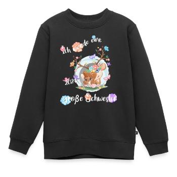 Ich Werde Eine Große Schwester 2024 - Kinder Premium Organic Sweatshirt - Schwarz - Vorne - AI Model Kid Female (0cm)