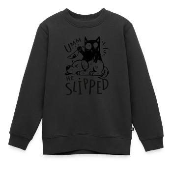 dog killing cats - Kids Premium Organic Sweatshirt - black - Front - AI Model Kid Female (0cm)