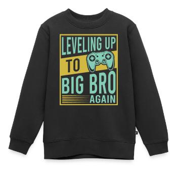 Gaming Gamer Bruder Leveling Up To Big Bro Again - Kinder Premium Organic Sweatshirt - Schwarz - Vorne - AI Model Kid Female (0cm)