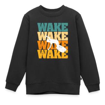 Retro Wakeboard Vintage Wake Boarding Sports nautiques - Sweat Premium enfant bio - noir - Devant - AI Model Kid Female (0cm)
