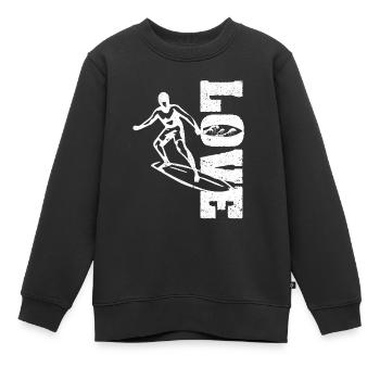 J’adore le surf drôle de wakeboard surfeur sports nautiques - Sweat Premium enfant bio - noir - Devant - AI Model Kid Female (0cm)