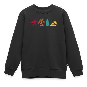 Surf Retro Surfer Vintage Surf Wakeboard Eau - Sweat Premium enfant bio - noir - Devant - AI Model Kid Female (0cm)