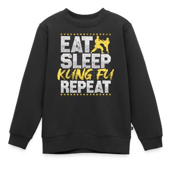 Kung Fu Eat Sleep Repeat Kampfkunst Kampfsport - Kinder Premium Organic Sweatshirt - Schwarz - Vorne - AI Model Kid Female (0cm)