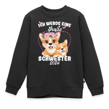 Ich Werde Eine Große Schwester 2024 - Kinder Premium Organic Sweatshirt - Schwarz - Vorne - AI Model Kid Female (0cm)