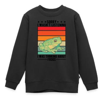 Frosch Geschenk Laubfrosch - Kinder Premium Organic Sweatshirt - Schwarz - Vorne - AI Model Kid Female (0cm)