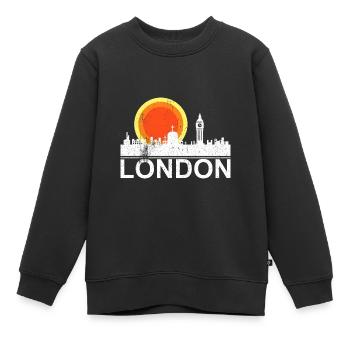Londres Big Ben Skyline Coucher de soleil - Sweat Premium enfant bio - noir - Devant - AI Model Kid Female (0cm)
