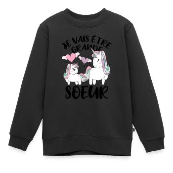 Future Grande Sœur Licornes Annonce Grossesse - Kinder Premium Organic Sweatshirt - Schwarz - Vorne - AI Model Kid Female (0cm)