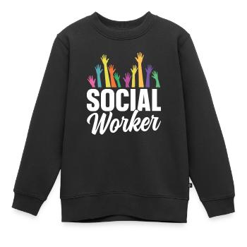 Travailleur social Travail social Profession de travailleur social - Sweat Premium enfant bio - noir - Devant - AI Model Kid Female (0cm)