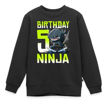Shark Ninja I’m 5 - Action Anniversaire sous-marin - Sweat Premium enfant bio - noir - Devant - AI Model Kid Female (0cm)