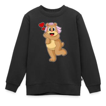 Bear Bride Veil Wedding - Kids Premium Organic Sweatshirt - black - Front - AI Model Kid Female (0cm)