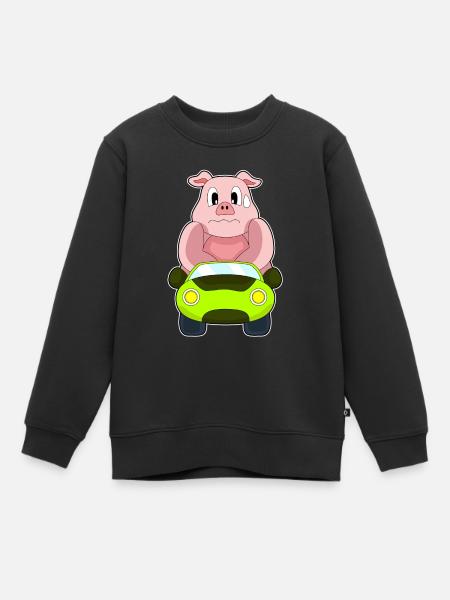 Schwein Auto - Kinder Premium Organic Sweatshirt - Schwarz