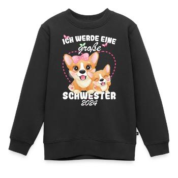 Ich Werde Eine Große Schwester 2024 - Kinder Premium Organic Sweatshirt - Schwarz - Vorne - AI Model Kid Female (0cm)