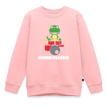 Drummersaurus Drums Drummer Gift Musicien - Sweat Premium enfant bio - rose - Devant - AI Model Kid Female (0cm)