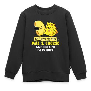 Mac And Cheese Gift Macaroni Cheesy Noodle - Kids Premium Organic Sweatshirt - black - Front - AI Model Kid Female (0cm)