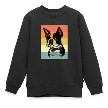 Boston Terrier - Kinder Premium Organic Sweatshirt - Schwarz - Vorne - AI Model Kid Female (0cm)