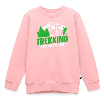 Trekking Aventurier Randonnée Randonneurs - Sweat Premium enfant bio - rose - Devant - AI Model Kid Female (0cm)