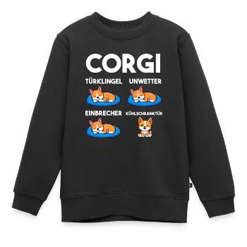 Hund Corgi - Kinder Premium Organic Sweatshirt - Schwarz - Vorne - AI Model Kid Female (0cm)