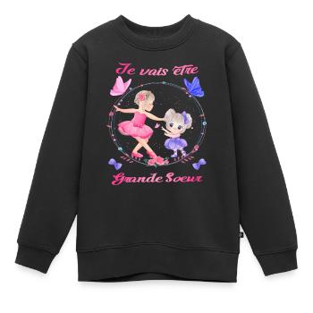 Ballet - Je vais être grande sœur - Ballerine - Sweat Premium enfant bio - noir - Devant - AI Model Kid Female (0cm)