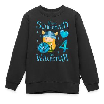 Kleine Schildmaid im Wachstum Geburtstag 4 Jahre - Kinder Premium Organic Sweatshirt - Schwarz - Vorne - AI Model Kid Female (0cm)