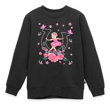 Ballerina in Tutu Tanz in Hufeisenmädchen - Kinder Premium Organic Sweatshirt - Schwarz - Vorne - AI Model Kid Female (0cm)