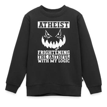 Logique athée Athéisme Anti Église Halloween - Sweat Premium enfant bio - noir - Devant - AI Model Kid Female (0cm)