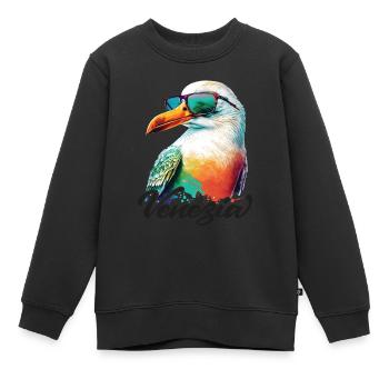 Venise Italie vacances mouette fraîche avec lunettes de soleil - Sweat Premium enfant bio - noir - Devant - AI Model Kid Female (0cm)