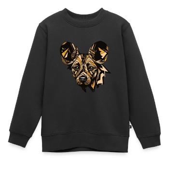 Portrait de chien sauvage africain Lycaon Pictus - Sweat Premium enfant bio - noir - Devant - AI Model Kid Female (0cm)