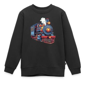Niedliche Zug Eisenbahn Lokomotive - Kinder Premium Organic Sweatshirt - Schwarz - Vorne - AI Model Kid Female (0cm)