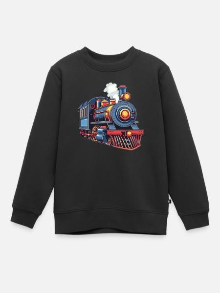 Niedliche Zug Eisenbahn Lokomotive - Kinder Premium Organic Sweatshirt - Schwarz