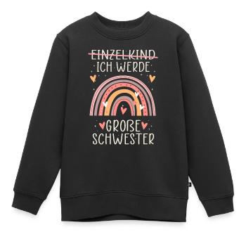 Ich werde Große Schwester Regenbogen Babyfeier - Kinder Premium Organic Sweatshirt - Schwarz - Vorne - AI Model Kid Female (0cm)