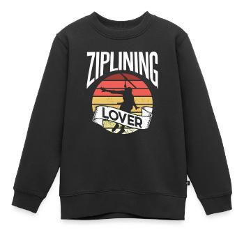 Ziplining Liebhaber Seilrutsche Sport Zipline - Kinder Premium Organic Sweatshirt - Schwarz - Vorne - AI Model Kid Female (0cm)