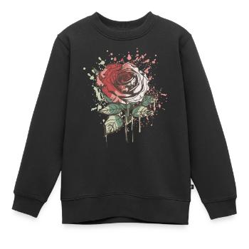 Rote Rose - Kinder Premium Organic Sweatshirt - Schwarz - Vorne - AI Model Kid Female (0cm)