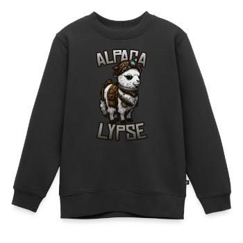 Alpagalypse - Alpaga Steampunk dans l’Apocalypse - Sweat Premium enfant bio - noir - Devant - AI Model Kid Female (0cm)