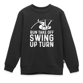 run take off swing up turn Design - Kids Premium Organic Sweatshirt - black - Front - AI Model Kid Female (0cm)