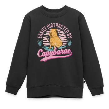 Easily distracted by Capybaras - Kinder Premium Organic Sweatshirt - Schwarz - Vorne - AI Model Kid Female (0cm)