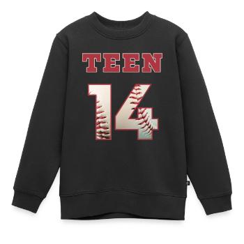 Baseball ADOLESCENT 14 - Sweat Premium enfant bio - noir - Devant - AI Model Kid Female (0cm)