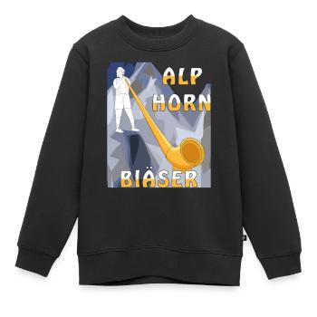 ALPHORN BLÄSER - Kinder Premium Organic Sweatshirt - Schwarz - Vorne - AI Model Kid Female (0cm)