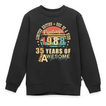 August 1988 35 Jahre Jubiläumsgeschenk - Kinder Premium Organic Sweatshirt - Schwarz - Vorne - AI Model Kid Female (0cm)