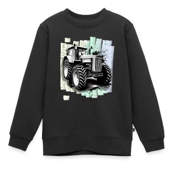 Tracteur Agriculture - Sweat Premium enfant bio - noir - Devant - AI Model Kid Female (0cm)