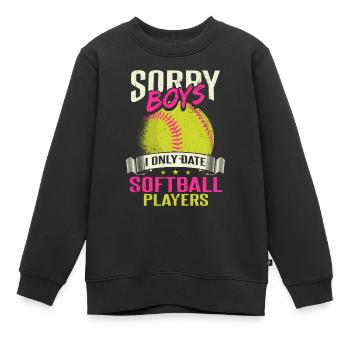 Je ne sors qu’avec des joueurs de softball - Sweat Premium enfant bio - noir - Devant - AI Model Kid Female (0cm)