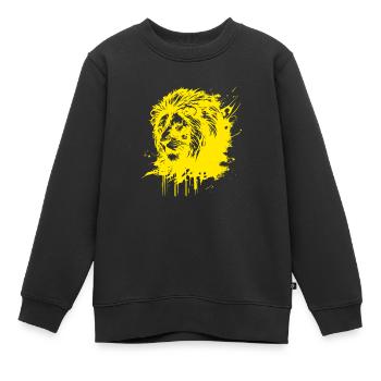 Tête de lion - Sweat Premium enfant bio - noir - Devant - AI Model Kid Female (0cm)
