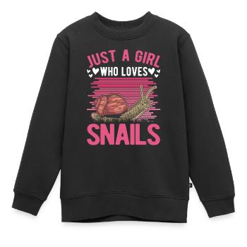 Schnecken Mädchen Snail Girl - Kinder Premium Organic Sweatshirt - Schwarz - Vorne - AI Model Kid Female (0cm)