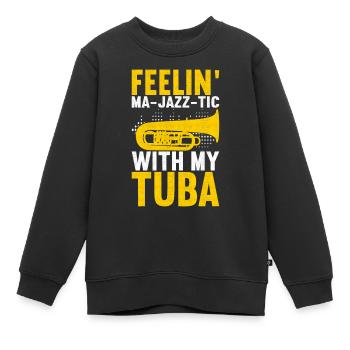 Tuba Tuba lecteur - Sweat Premium enfant bio - noir - Devant - AI Model Kid Female (0cm)