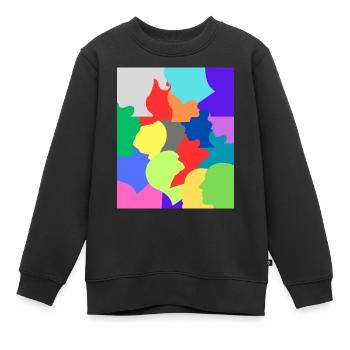 Bunter Schwindel. - Kinder Premium Organic Sweatshirt - Schwarz - Vorne - AI Model Kid Female (0cm)