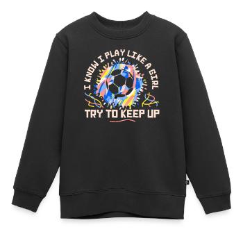 Je sais que je joue comme une fille essaie de suivre - Sweat Premium enfant bio - noir - Devant - AI Model Kid Female (0cm)